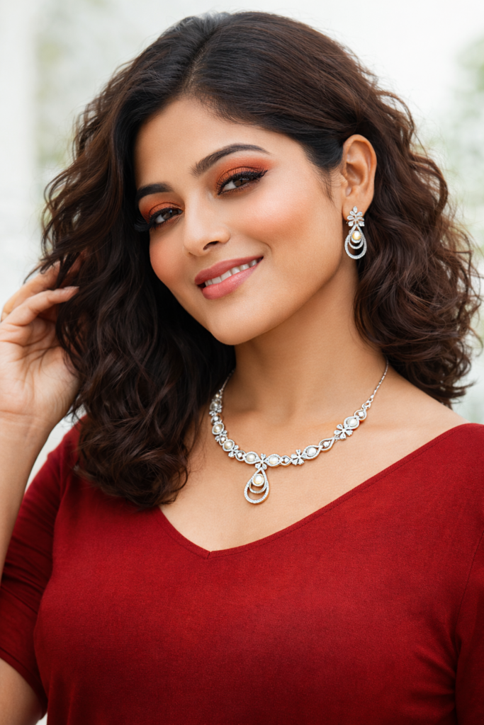 rose silver premium necklace